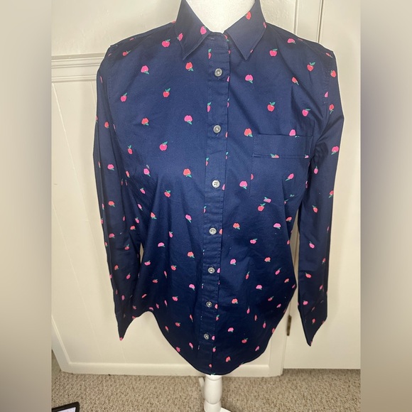 J.Crew Apple Print Button Down top size MP - Picture 4 of 12